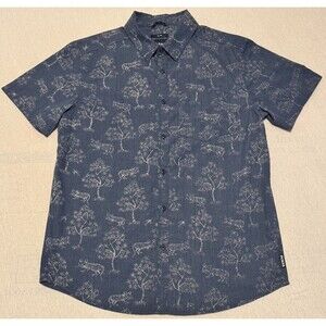 Prana Broderick Short Sleeve Button Up Shirt Men’s M BlueOrganic Cotton Nature